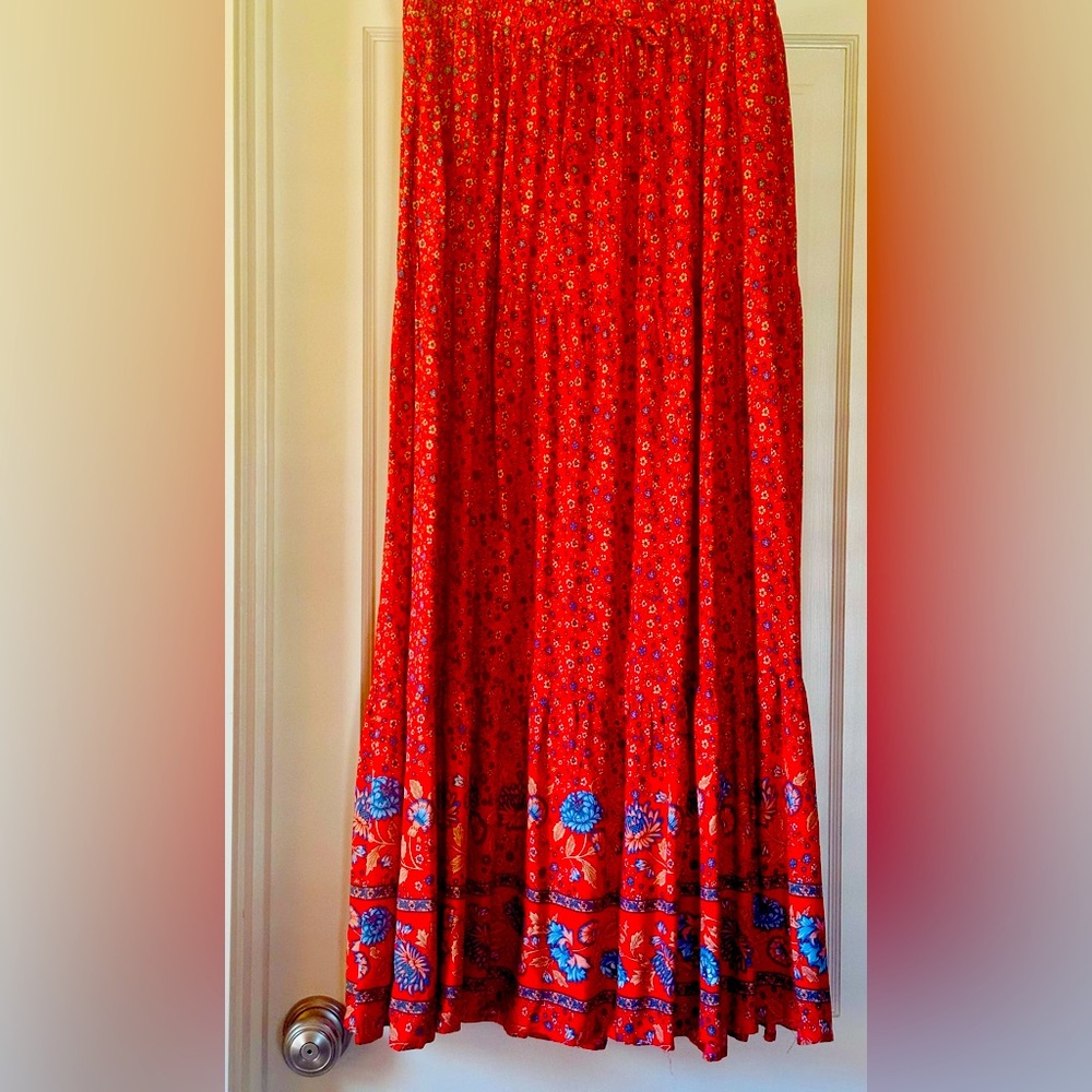 Flower print maxi skirt
